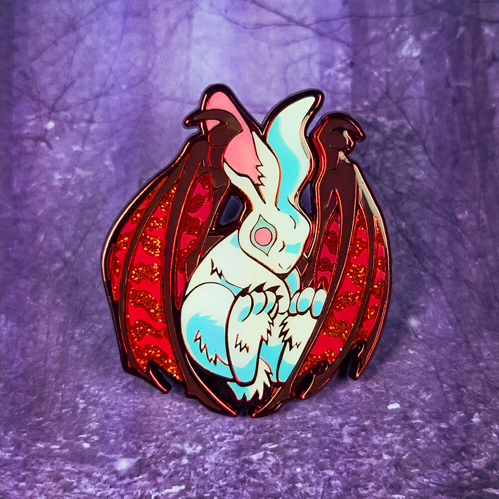 Bat Rabbit enamel pin Twisted Forest collection by Versiris