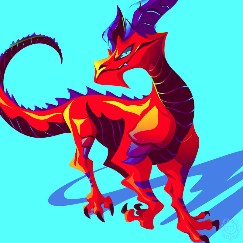 Red drake dragon art by Versiris